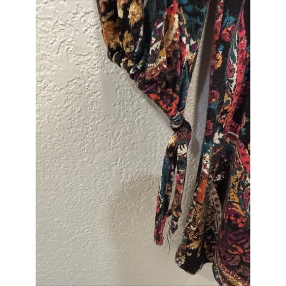 Free People Dress Womens XS Small  All Dolled Up Mini Paisley Bohemian Black - Picture 2 of 5